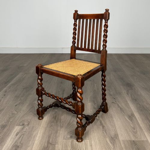 XANTIQUE 20TH CENTURY SET OF 4 BARLEY TWIST DINING CHAIRS IN OAK - ADDITIONAL PHOTO 1