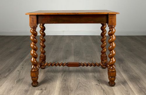 ANTIQUE 20TH CENTURY BARLEY TWIST SIDE TABLE IN GOLDEN OAK - ADDITIONAL PHOTO 4