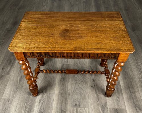 ANTIQUE 20TH CENTURY BARLEY TWIST SIDE TABLE IN GOLDEN OAK - ADDITIONAL PHOTO 8