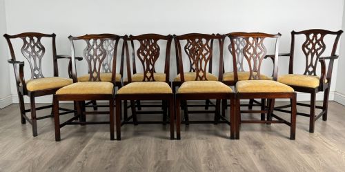 antique 20th century set of 10 chippendale style dining chairs in mahogany - CATEGORY: ANTIQUE CHAIRS - DATED 1930