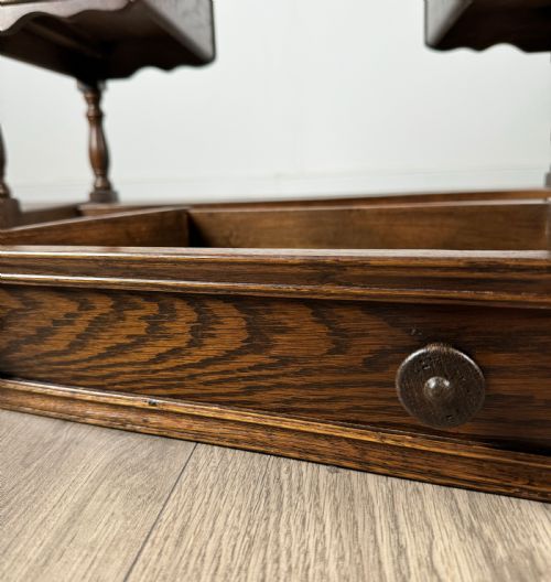ANTIQUE 20TH CENTURY LEATHER TOP WRITING DESK IN OAK - ADDITIONAL PHOTO 10