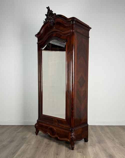 ANTIQUE 19TH CENTURY FRENCH ARMOIRE IN ROSEWOOD - ADDITIONAL PHOTO 1