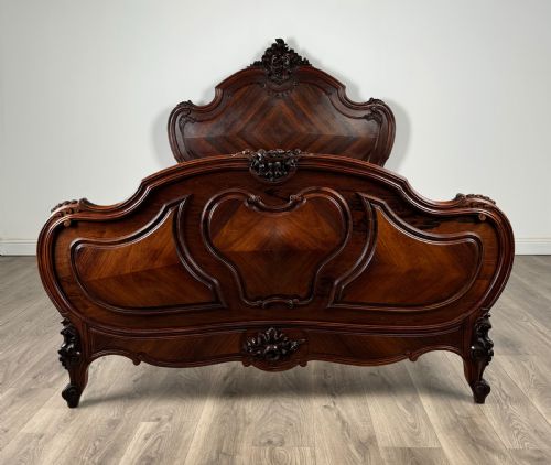 ANTIQUE 19TH CENTURY FRENCH DOUBLE BED IN ROSEWOOD - ADDITIONAL PHOTO 4