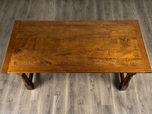 ANTIQUE 20TH CENTURY FINE QUALITY OAK REFRACTORY DINING TABLE - ADDITIONAL PHOTO 4