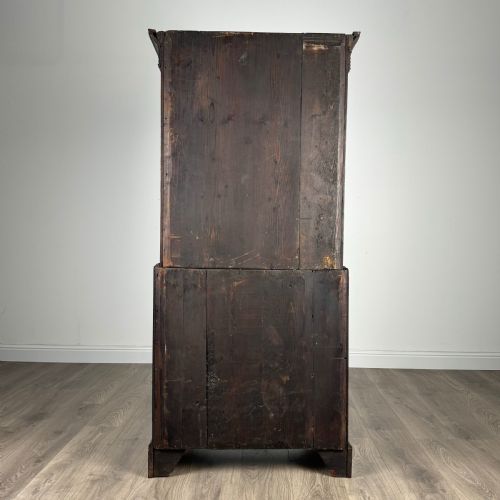 ANTIQUE 18TH CENTURY UNUSUAL SIZE CHEST ON CHEST IN OAK - ADDITIONAL PHOTO 4