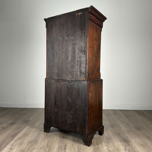 ANTIQUE 18TH CENTURY UNUSUAL SIZE CHEST ON CHEST IN OAK - ADDITIONAL PHOTO 5