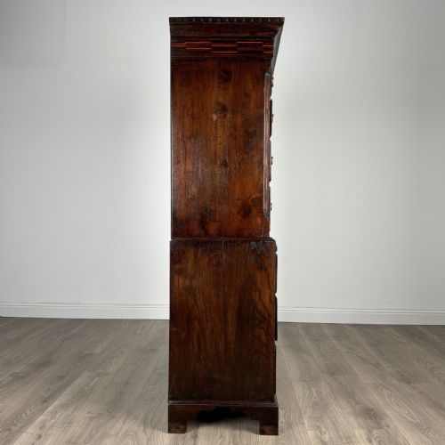 ANTIQUE 18TH CENTURY UNUSUAL SIZE CHEST ON CHEST IN OAK - ADDITIONAL PHOTO 6