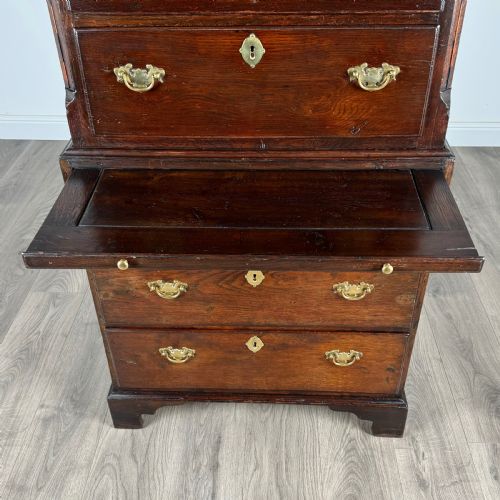 ANTIQUE 18TH CENTURY UNUSUAL SIZE CHEST ON CHEST IN OAK - ADDITIONAL PHOTO 8