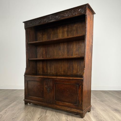 ANTIQUE 20TH CENTURY CARVED OAK BOOKCASE - ADDITIONAL PHOTO 2