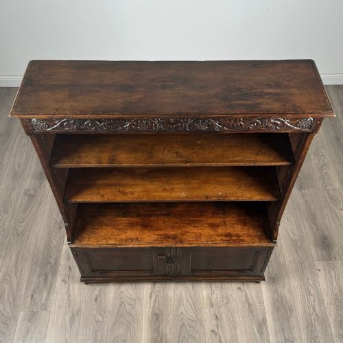ANTIQUE 20TH CENTURY CARVED OAK BOOKCASE - ADDITIONAL PHOTO 9