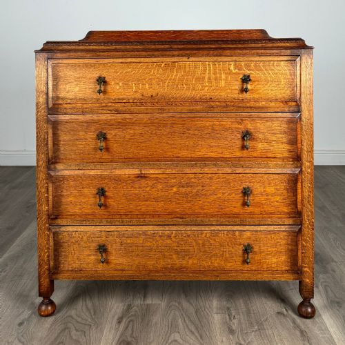 antique 20th century chest of drawers in golden oak - CATEGORY: ANTIQUE CHEST OF DRAWERS - DATED EDWARDIAN