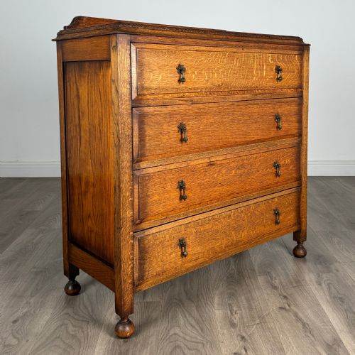 ANTIQUE 20TH CENTURY CHEST OF DRAWERS IN GOLDEN OAK - ADDITIONAL PHOTO 6