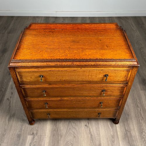 ANTIQUE 20TH CENTURY CHEST OF DRAWERS IN GOLDEN OAK - ADDITIONAL PHOTO 7