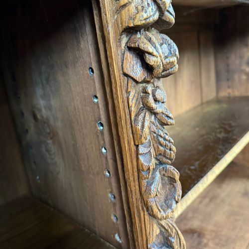 ANTIQUE 19TH CENTURY LARGE CARVED OAK BOOKCASE - ADDITIONAL PHOTO 10