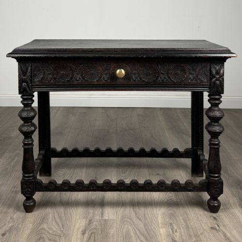 antique 19th century heavily carved oak console table side table - CATEGORY: ANTIQUE TABLES - DATED VICTORIAN