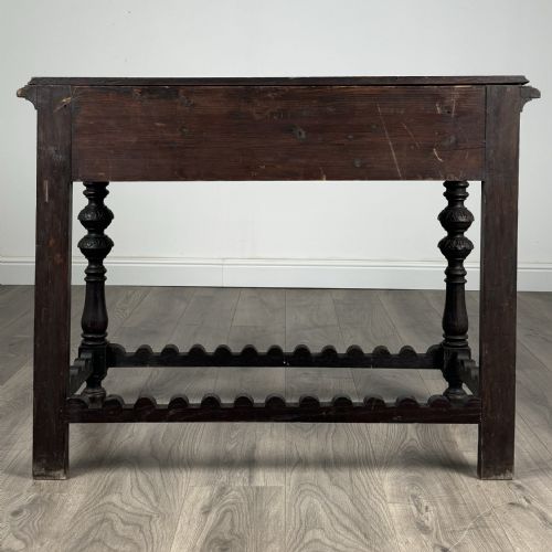 ANTIQUE 19TH CENTURY HEAVILY CARVED OAK CONSOLE TABLE SIDE TABLE - ADDITIONAL PHOTO 5