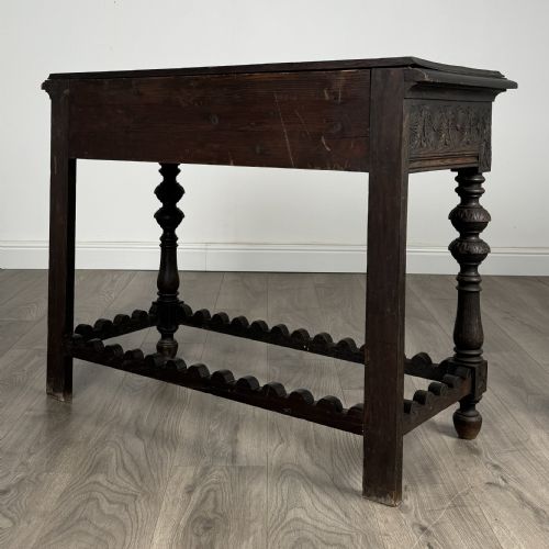 ANTIQUE 19TH CENTURY HEAVILY CARVED OAK CONSOLE TABLE SIDE TABLE - ADDITIONAL PHOTO 6