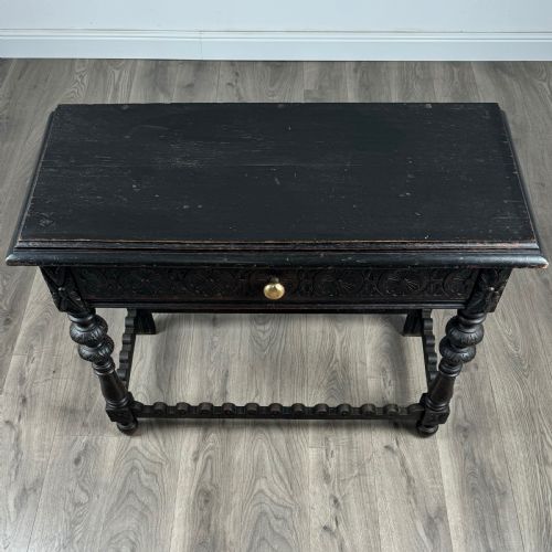 ANTIQUE 19TH CENTURY HEAVILY CARVED OAK CONSOLE TABLE SIDE TABLE - ADDITIONAL PHOTO 9