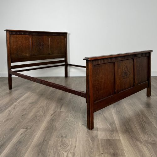 antique 20th century oak double bed - CATEGORY: ANTIQUE BEDS - DATED EDWARDIAN