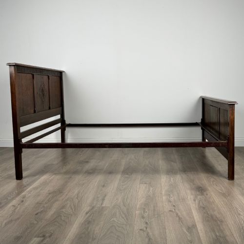 ANTIQUE 20TH CENTURY OAK DOUBLE BED - ADDITIONAL PHOTO 2