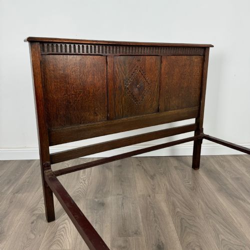 ANTIQUE 20TH CENTURY OAK DOUBLE BED - ADDITIONAL PHOTO 4