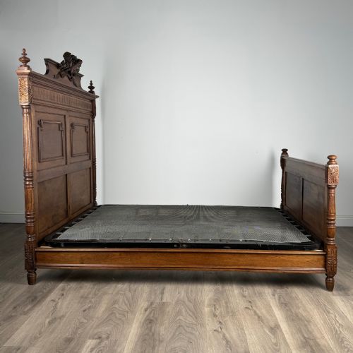 fig 3. Antique 19th Century French Carved Oak Double Bed