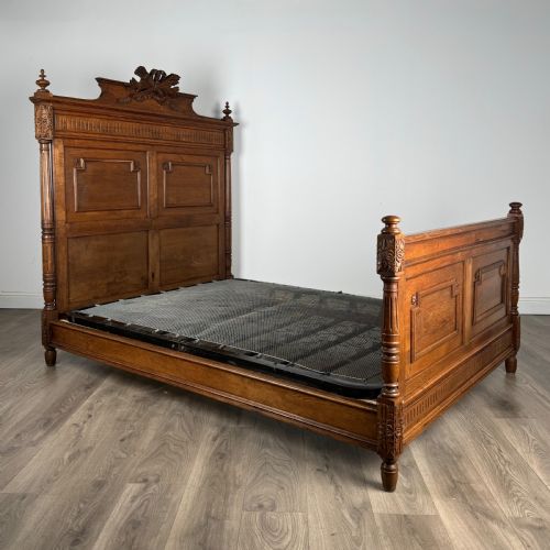 fig 5. Antique 19th Century French Carved Oak Double Bed