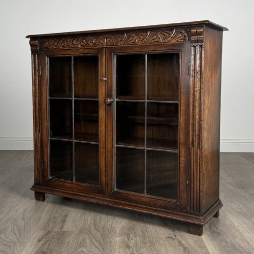 ANTIQUE 20TH CENTURY FINE QUALITY BOOKCASE IN OAK - ADDITIONAL PHOTO 2