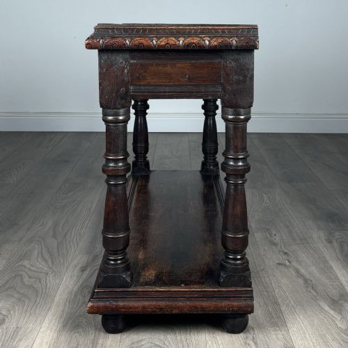 ANTIQUE 18TH CENTURY UNUSUAL CARVED OAK CONSOLE TABLE - ADDITIONAL PHOTO 2
