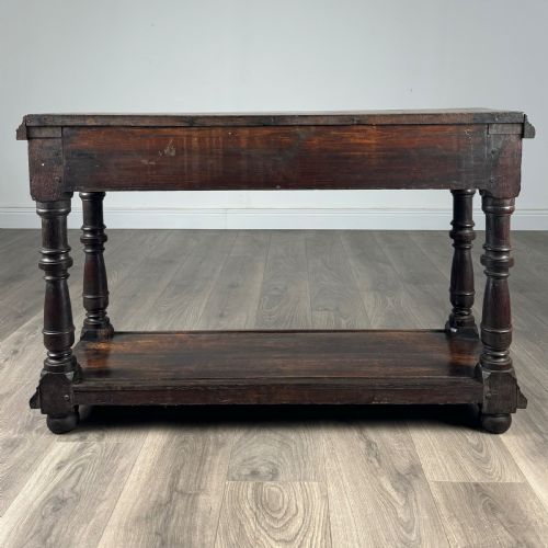 ANTIQUE 18TH CENTURY UNUSUAL CARVED OAK CONSOLE TABLE - ADDITIONAL PHOTO 4