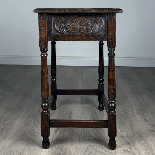 ANTIQUE 19TH CENTURY CARVED OAK SIDE TABLE - ADDITIONAL PHOTO 2