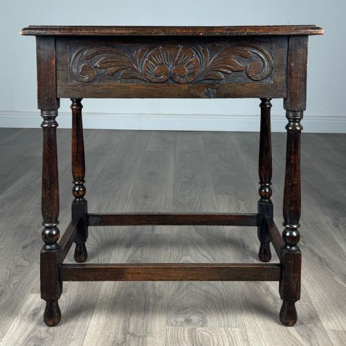 ANTIQUE 19TH CENTURY CARVED OAK SIDE TABLE - ADDITIONAL PHOTO 4