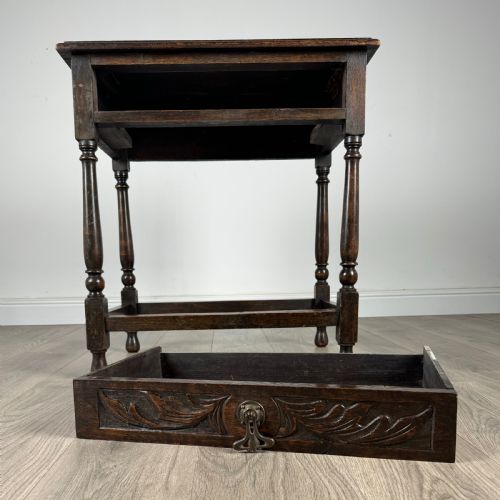 ANTIQUE 19TH CENTURY CARVED OAK SIDE TABLE - ADDITIONAL PHOTO 9
