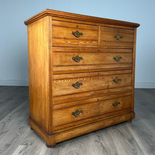 ANTIQUE LATE 19TH CENTURY FINE QUALITY CHEST OF DRAWERS IN OAK - ADDITIONAL PHOTO 7