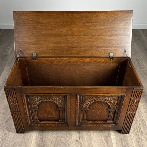 ANTIQUE 20TH CENTURY BLANKET BOX IN OAK - ADDITIONAL PHOTO 9