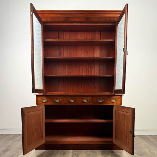 ANTIQUE 19TH CENTURY BOOKCASE ON CUPBOARD IN MAHOGANY - ADDITIONAL PHOTO 1