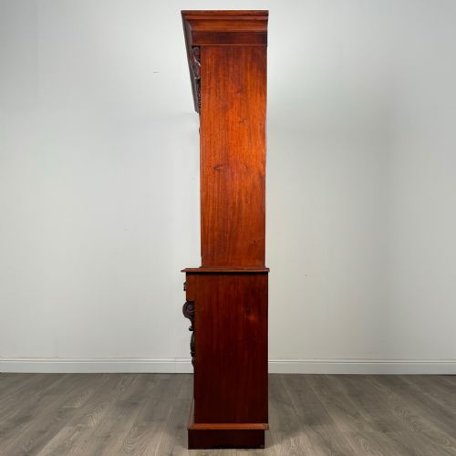 ANTIQUE 19TH CENTURY BOOKCASE ON CUPBOARD IN MAHOGANY - ADDITIONAL PHOTO 3