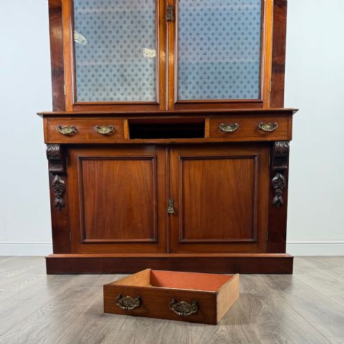 ANTIQUE 19TH CENTURY BOOKCASE ON CUPBOARD IN MAHOGANY - ADDITIONAL PHOTO 10