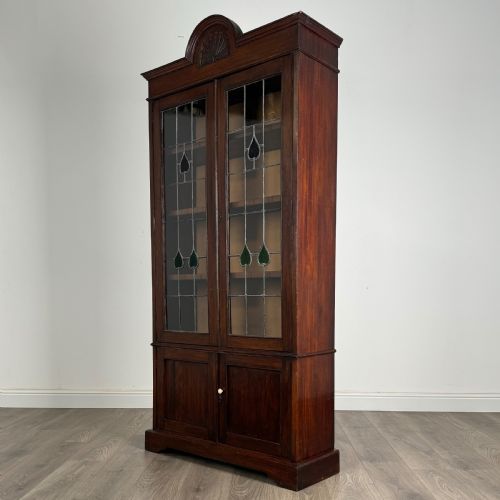 ANTIQUE 20TH CENTURY ART NOUVEAU STYLE DISPLAY CABINET IN OAK - ADDITIONAL PHOTO 2
