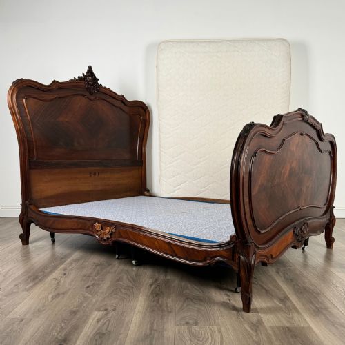 ANTIQUE 19TH CENTURY COMPLETE FRENCH DOUBLE BED IN ROSEWOOD - ADDITIONAL PHOTO 12