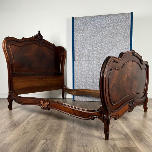 ANTIQUE 19TH CENTURY COMPLETE FRENCH DOUBLE BED IN ROSEWOOD - ADDITIONAL PHOTO 13