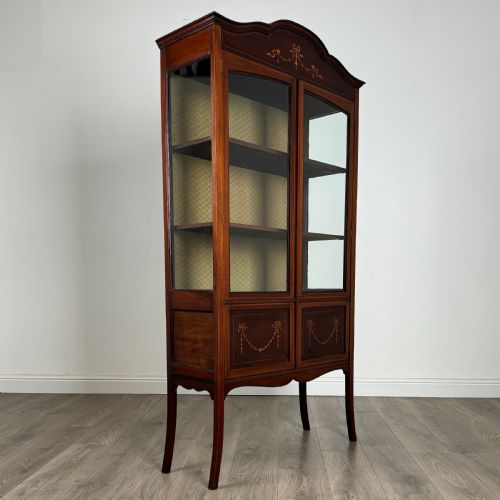 ANTIQUE 20TH CENTURY INLAID DISPLAY CABINET IN MAHOGANY - ADDITIONAL PHOTO 8