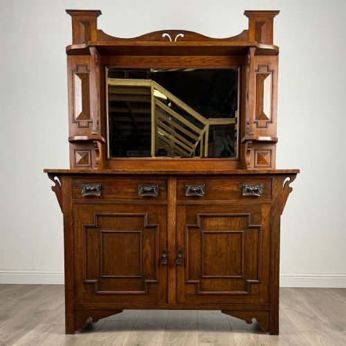 antique 20th century mirror back sideboard in oak - CATEGORY: ANTIQUE SIDEBOARDS - DATED EDWARDIAN