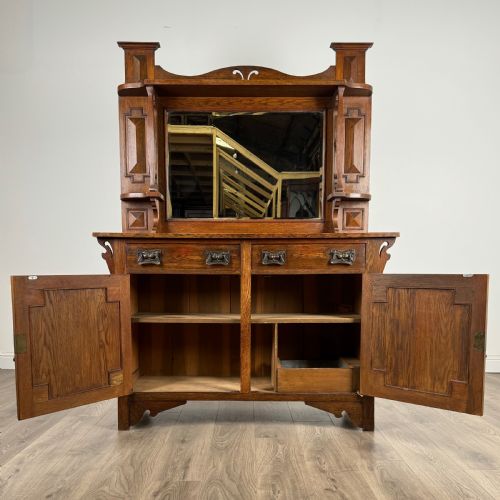 ANTIQUE 20TH CENTURY MIRROR BACK SIDEBOARD IN OAK - ADDITIONAL PHOTO 1