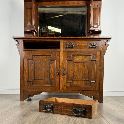 ANTIQUE 20TH CENTURY MIRROR BACK SIDEBOARD IN OAK - ADDITIONAL PHOTO 10