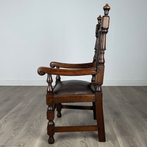 ANTIQUE 20TH CENTURY PAIR OF FINE QUALITY ARMCHAIRS IN OAK - ADDITIONAL PHOTO 2
