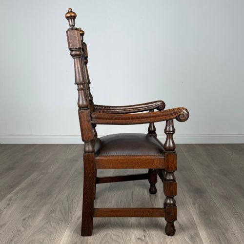 ANTIQUE 20TH CENTURY PAIR OF FINE QUALITY ARMCHAIRS IN OAK - ADDITIONAL PHOTO 6