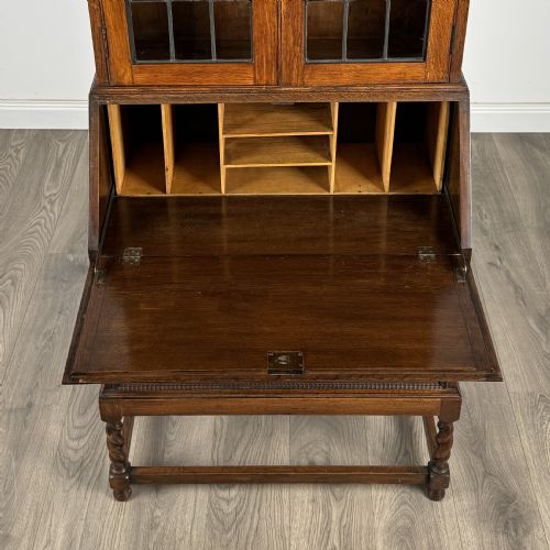 ANTIQUE 20TH CENTURY BUREAU BOOKCASE IN OAK - ADDITIONAL PHOTO 9