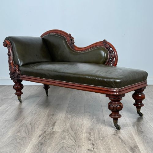 ANTIQUE 19TH CENTURY FINE QUALITY CHAISE LOUNGE IN MAHOGANY - ADDITIONAL PHOTO 1