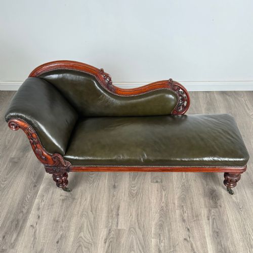 ANTIQUE 19TH CENTURY FINE QUALITY CHAISE LOUNGE IN MAHOGANY - ADDITIONAL PHOTO 8